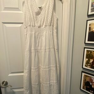 Elegant White Lace Cotton Dress